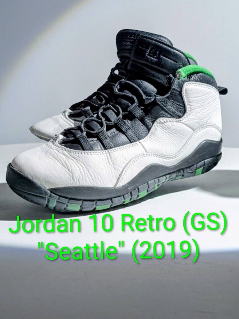 Jordan 10 Retro (GS) "Seattle" (2019) Mens 6Y Womens 7.5 EUC - Picture 1 of 9